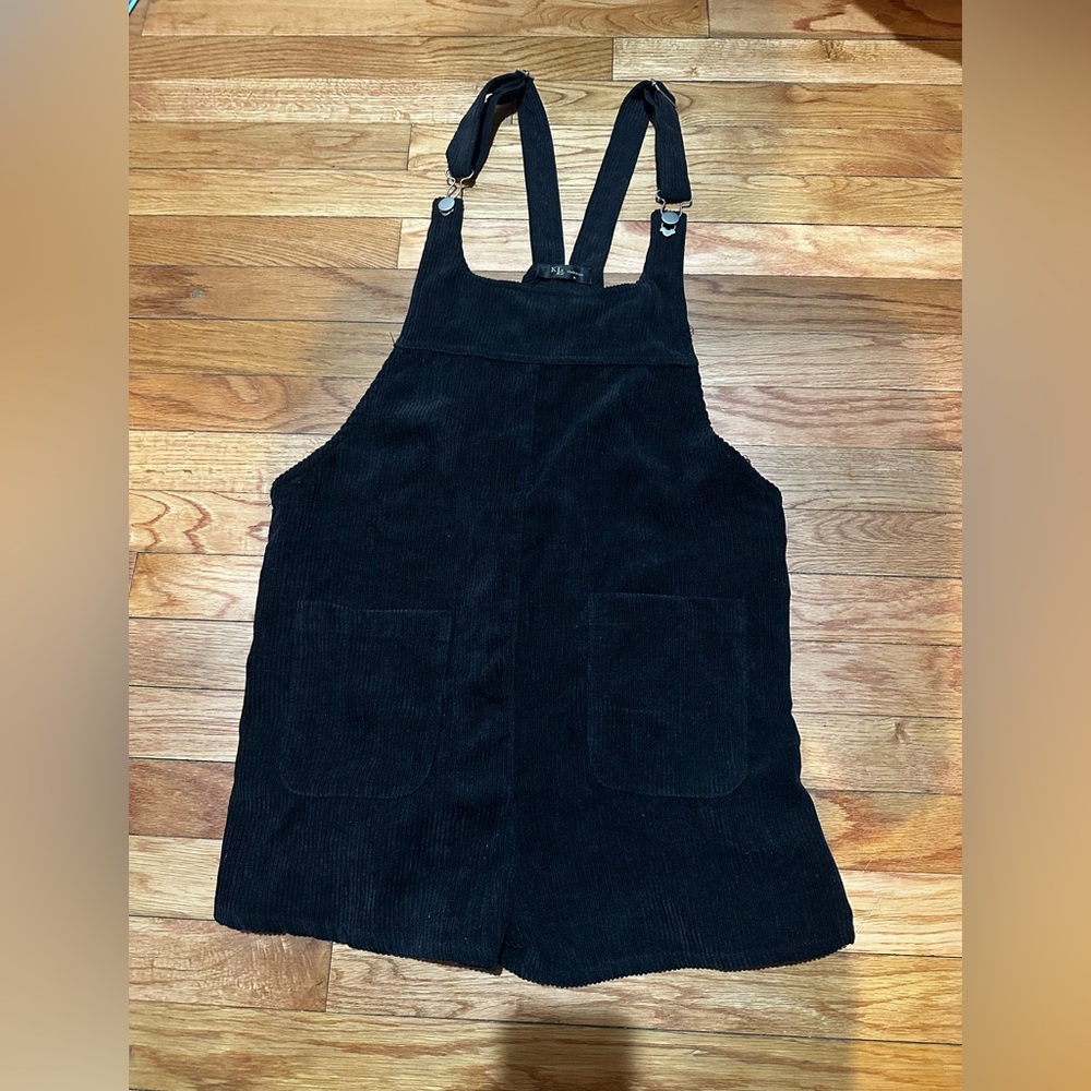 KLD Black Corduroy‎ Overalls Shorts Romper Made In USA Medium